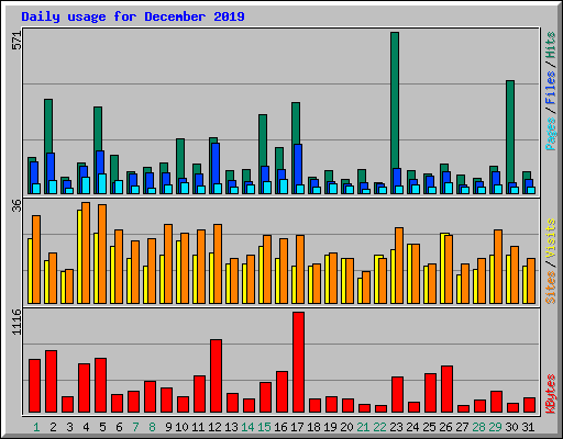 Daily usage for December 2019