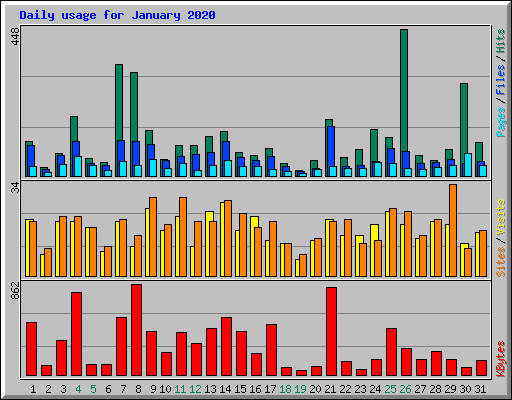 Daily usage for January 2020