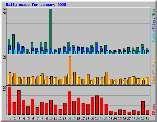 Daily usage for January 2023