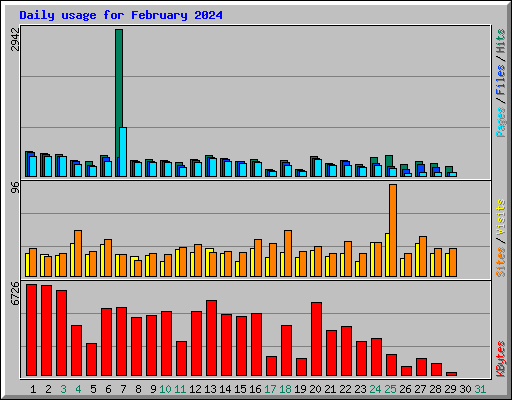 Daily usage for February 2024