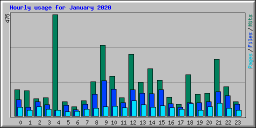 Hourly usage for January 2020